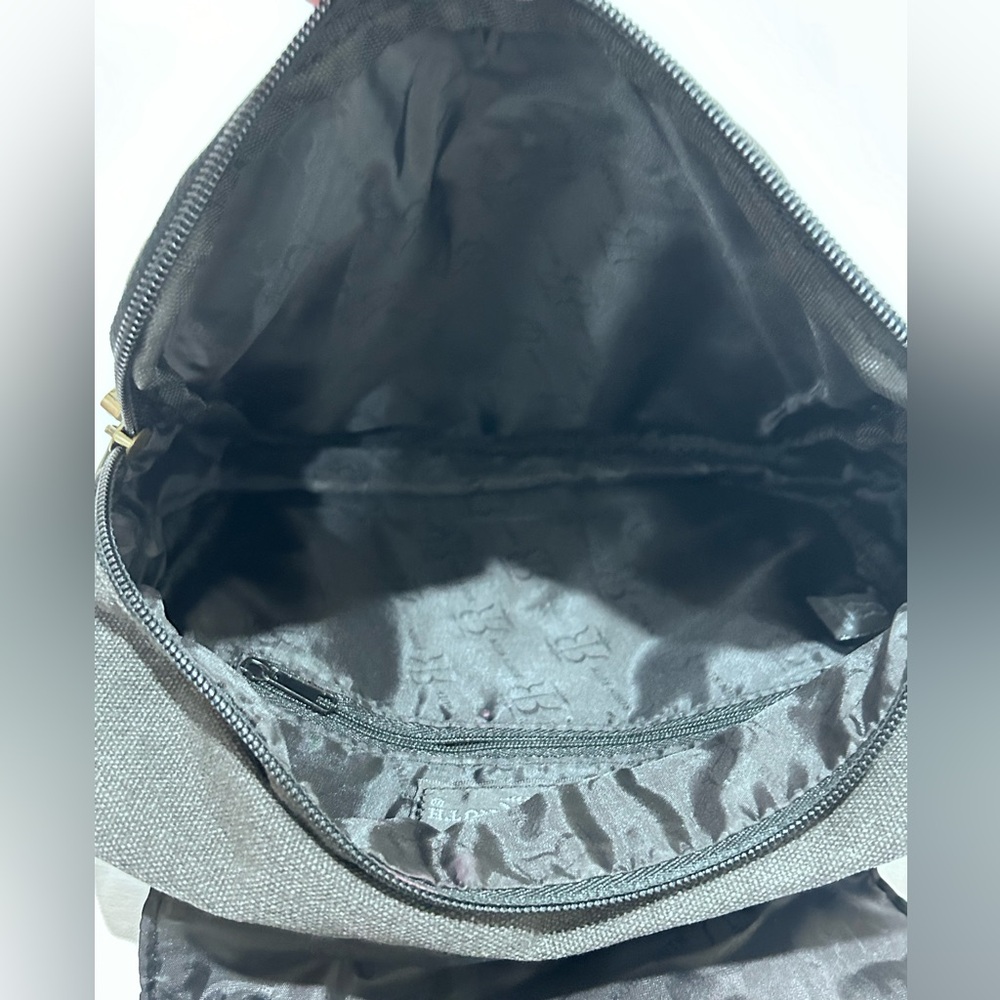 Robin Ruth Dark Gray Canvas Messenger Crossbody  Bag Pocket Zippers Snap Closure - Picture 11 of 16